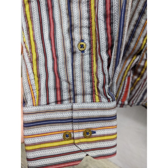 Visconti Black Shirt Men's Large Flip Cuff Multicolor - Picture 4 of 6